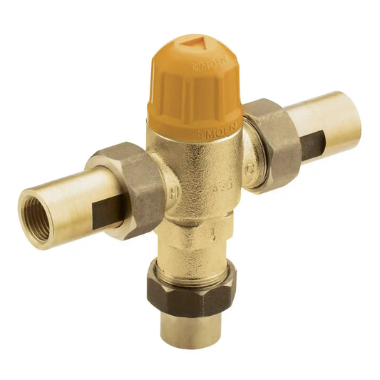 Commercial Parts and Accessories Commercial High Flow Thermostatic Mixing Valve 1/2" IPS with 3/8" Compression Adapter