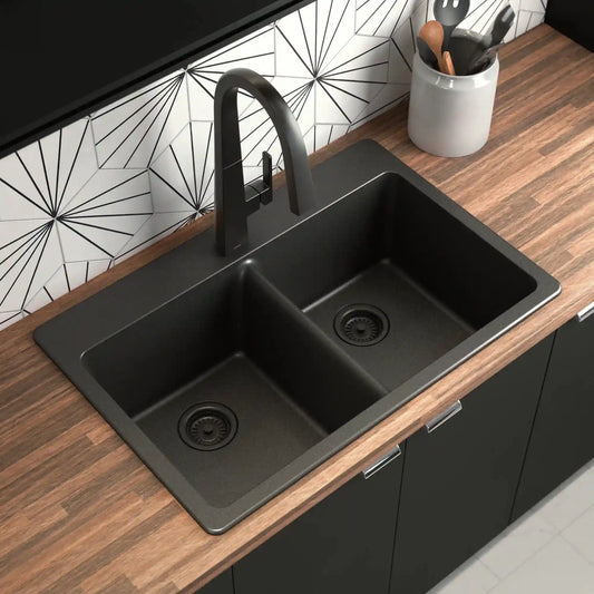 Host 33" Granite Dual Mount Double Bowl Sink