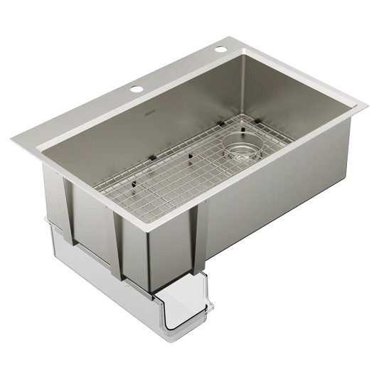 Luxe Chef™ 33” Workstation System Steel Dual Mount Single Bowl Sink