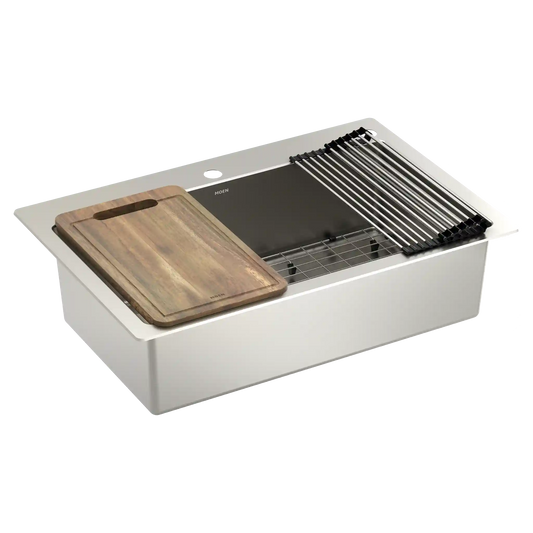 1800 Series 33"x22" Steel 18 Gauge Single Bowl Dual Mount Sink