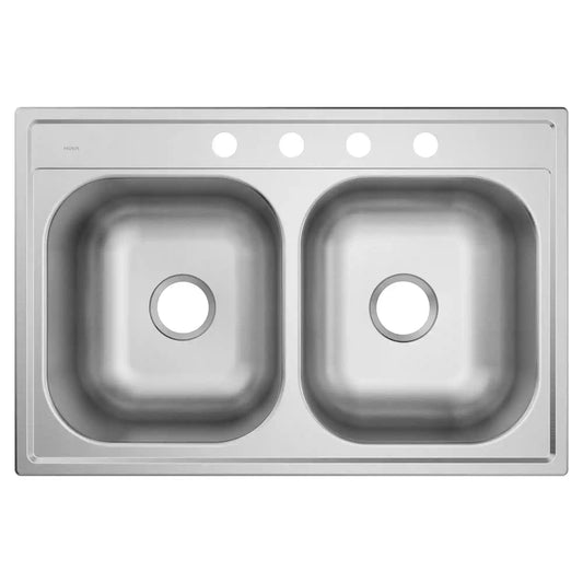2000 Series 33"x22" Steel 20 Gauge Double Bowl Drop In Sink