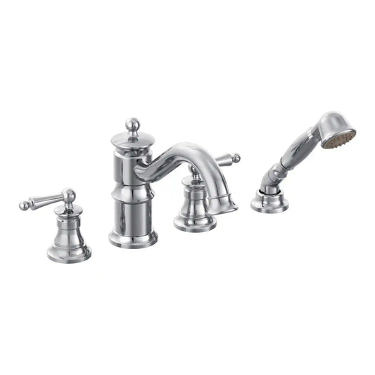 Waterhill Two-Handle High Arc Roman Tub Faucet Includes Hand Shower