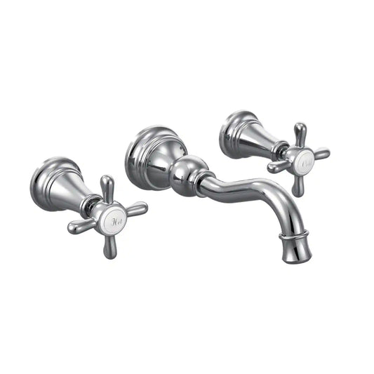 Weymouth Two-Handle High Arc Wall Mount Bathroom Faucet