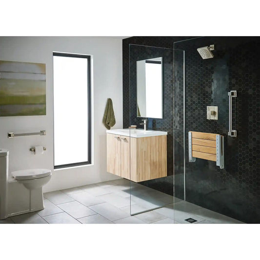 Moen Home Care Stainless and Teak Folding Shower Seat