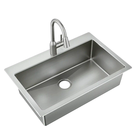 Kenadi 33"x22" Steel 18 Gauge Single Bowl Dual Mount Sink