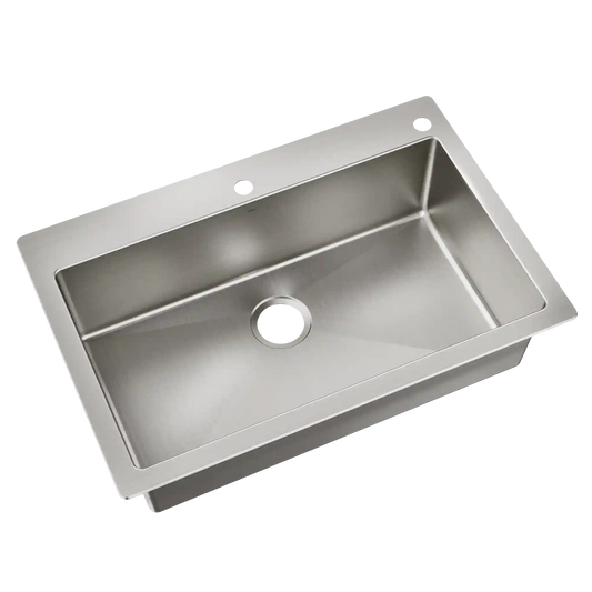 33" X 22" Steel 18 Gauge Single Bowl Dualmount Sink