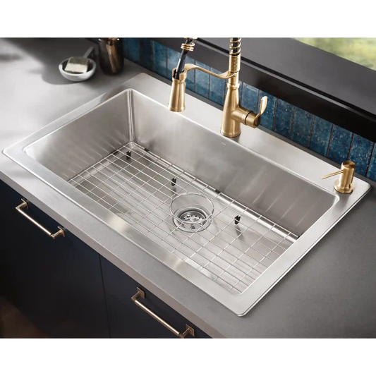 1800 Series 33"x22" Steel 18 Gauge Single Bowl Dual Mount Sink