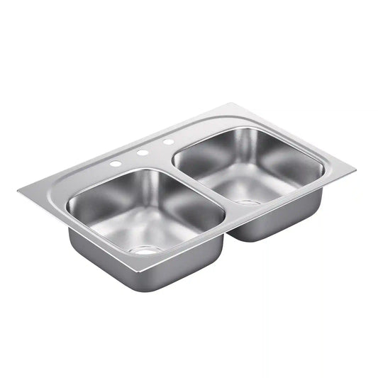 Discontinued 2200 Series 33"x22" 22 Gauge Double Bowl Drop In Sink