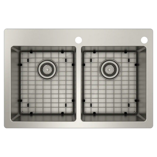 Prep 33" Steel Dual Mount Double Bowl Sink
