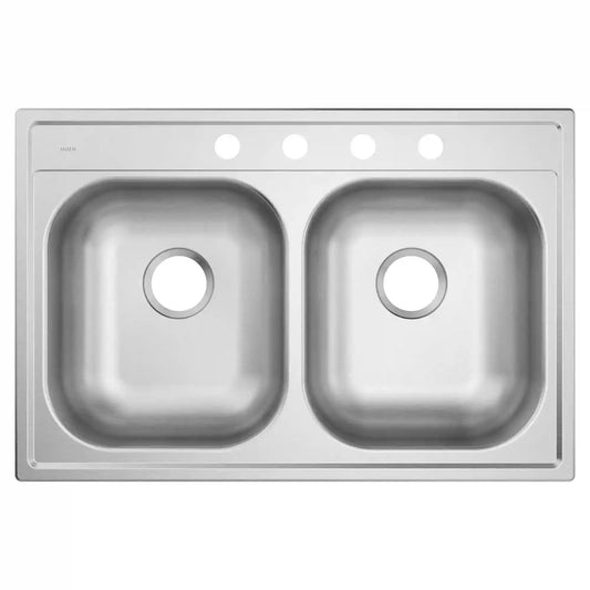 2000 Series 33"x22" Steel 20 Gauge Double Bowl Drop In Sink