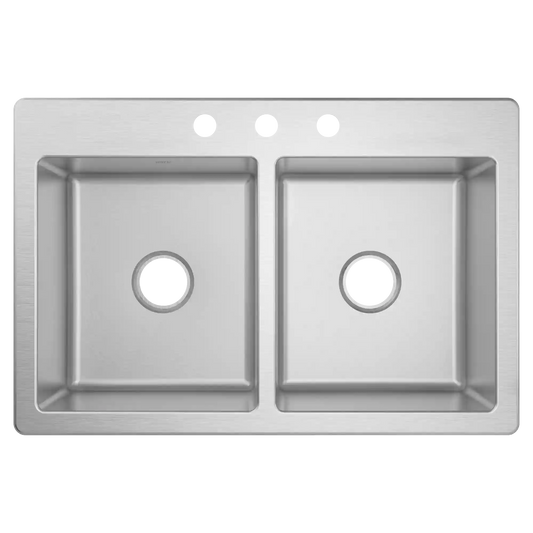 Prep 33" Steel Drop-In Double Bowl Sink