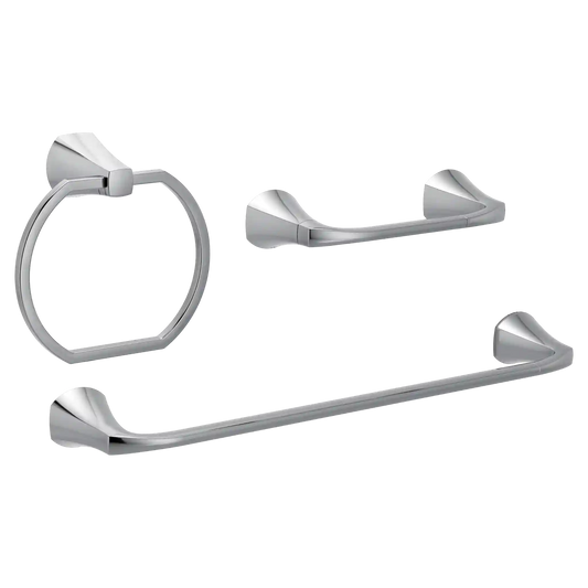Lindor 3 Pc Kit: Pivoting Paper Holder, Towel Bar and Towel Ring
