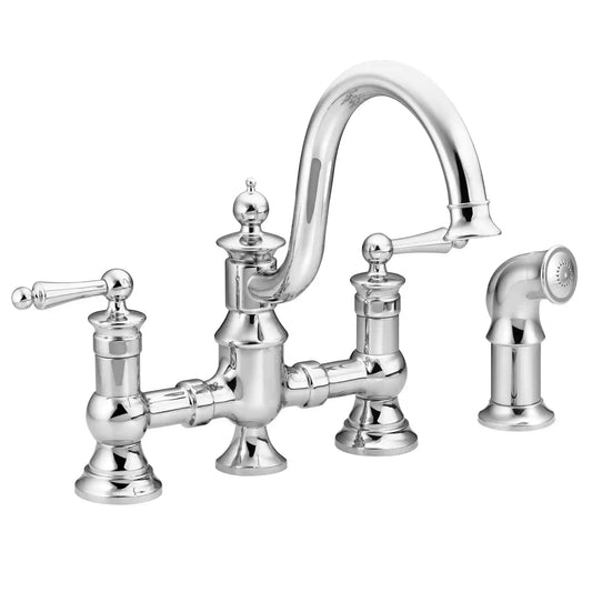 Waterhill Two-Handle High Arc Bridge Kitchen Faucet