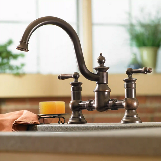 Waterhill Two-Handle High Arc Bridge Kitchen Faucet