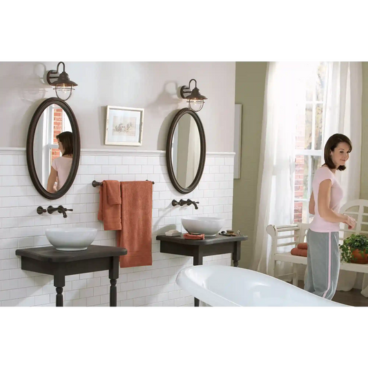 Kingsley Two-Handle Low Arc Wall Mount Bathroom Faucet