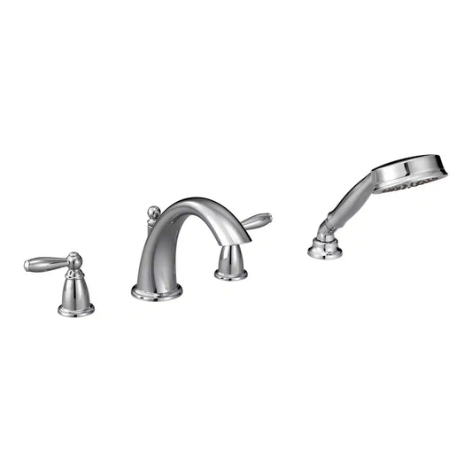 Brantford Two-Handle Low Arc Roman Tub Faucet Including Handheld Shower